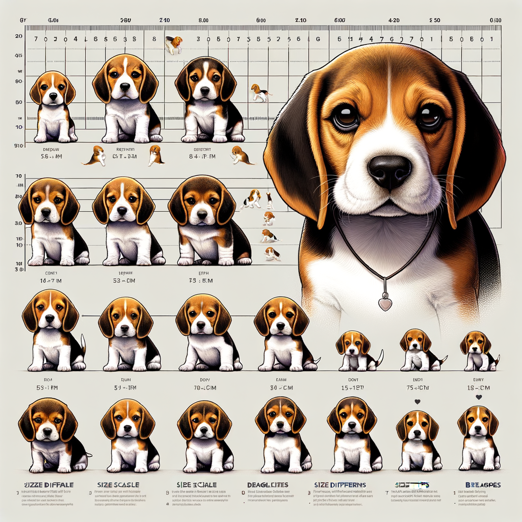 Beagle size chart illustrating different Beagle sizes from small to large, including Beagle breed variations and types for a better understanding of Beagle sizes.