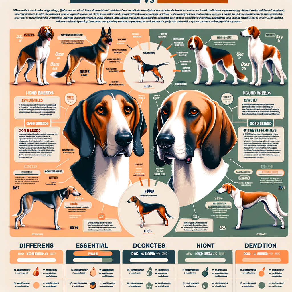 Infographic comparing hound dog differences, hound characteristics, and hound breed traits with other dog breeds to highlight what sets hounds apart in the dog vs hound debate.