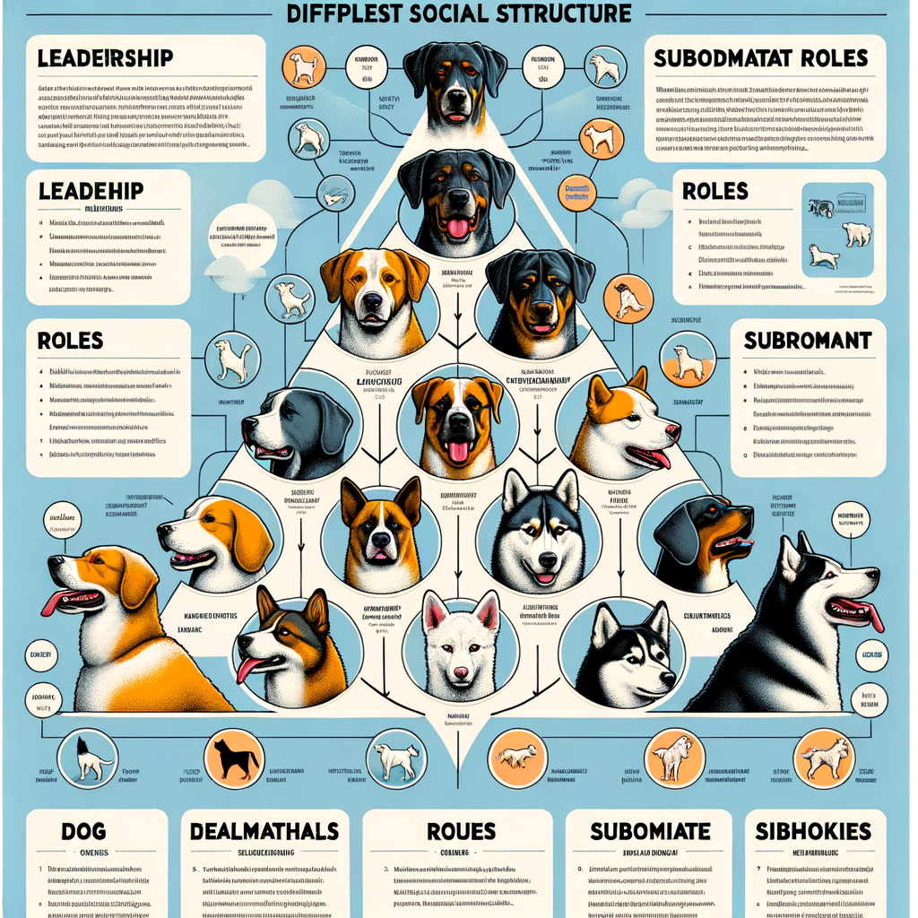 Infographic depicting pack dynamics in dogs, understanding dog hierarchy, hound pack behavior, and canine social structure for comprehensive hound behavior analysis.