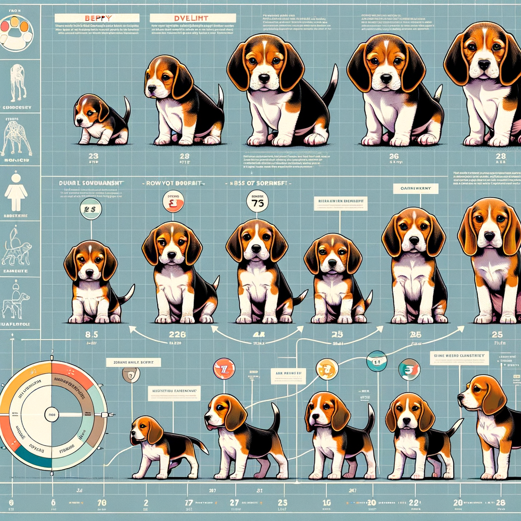 Infographic illustrating Beagle puppy growth timeline, Beagle growth stages, Beagle growth chart, Beagle puppy development, full grown Beagle size, Beagle maturity age, and Beagle growth rate for understanding when your pup is fully grown.